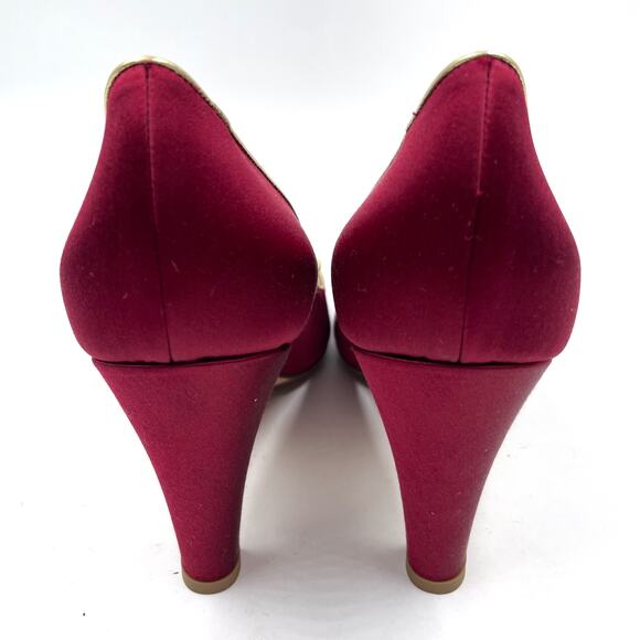 Sarah Flint Perfect Madeleine 85 Pumps Red Pointed Gold Bow Beaded Sz 41 / 10 US - Picture 9 of 11
